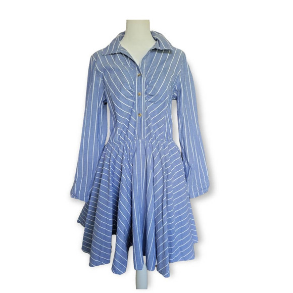 VENUS Dresses & Skirts - VENUS Fit and Flare Striped Shirt Dress Size Medium